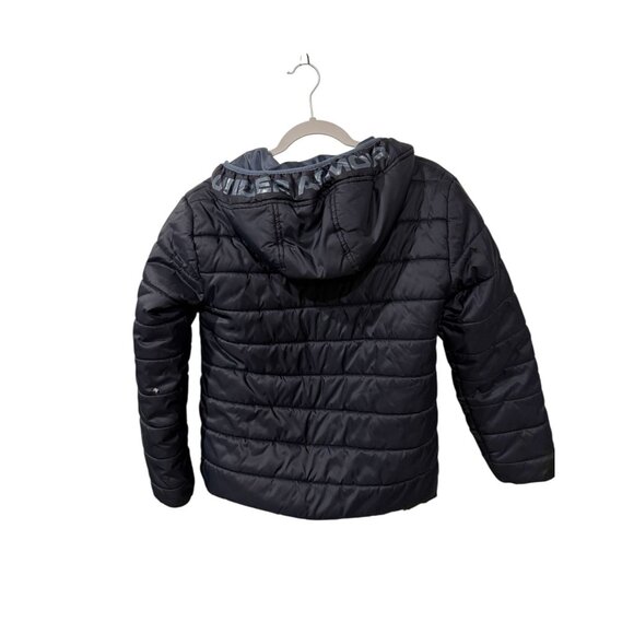 Under Armour Cold Gear Youth XL Black Hooded Puffer Jacket Front Zip Closure & L - Picture 5 of 7